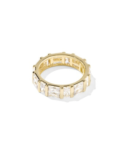 Jamie Band Ring - Gold White CZ