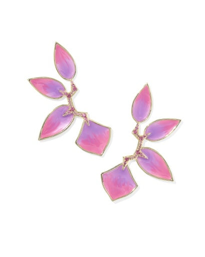 Joelle Statement Earrings - Gold Sunrise Ombre Enamel