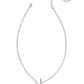 Pearl Initial V Short Pendant Necklace - Silver - Southern Belle Boutique