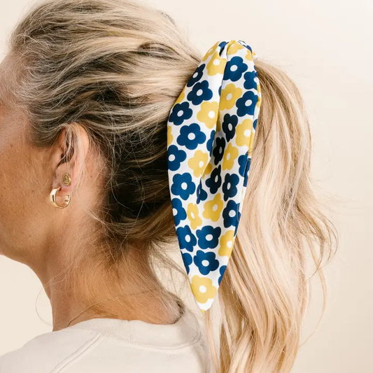 Floral Hair Scarf - Navy Yellow - Southern Belle Boutique