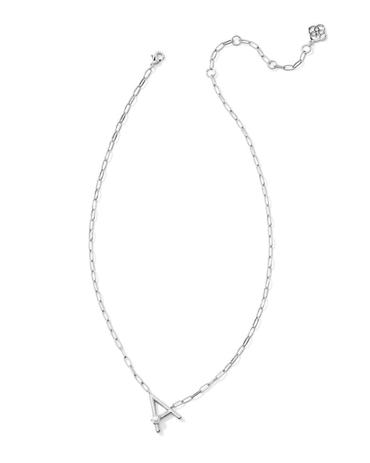 Pearl Letter A Short Pendant Necklace - Silver