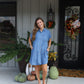 Denim Button Down Shirt Dress - Med Wash