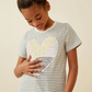Girls Sequin Heart Patch Striped Knit Top - Southern Belle Boutique