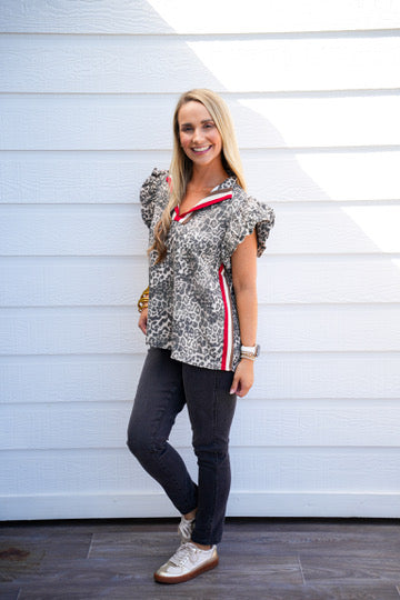 Animal Red Stripe Blouse