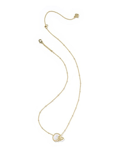 Football Helmet Short Pendant Necklace - Gold Ivory Mother Of Pearl - Southern Belle Boutique