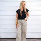 Leopard Straight Leg Cuffed Jeans