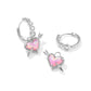 Ari Heart Arrow Huggie Earrings - Silver Pink Opalescent Resin