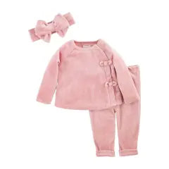 Pink Velour Baby Outfit Set - Southern Belle Boutique