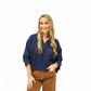 Navy Satin Dolman Blouse