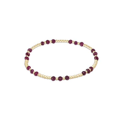 Gemstone Gold Joy Pattern 3MM Bead Bracelet - Ruby