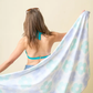 Xl Quick-Dry Beach Towel-Flower Check Blue - Southern Belle Boutique
