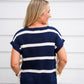 Navy Striped Bow Sweater