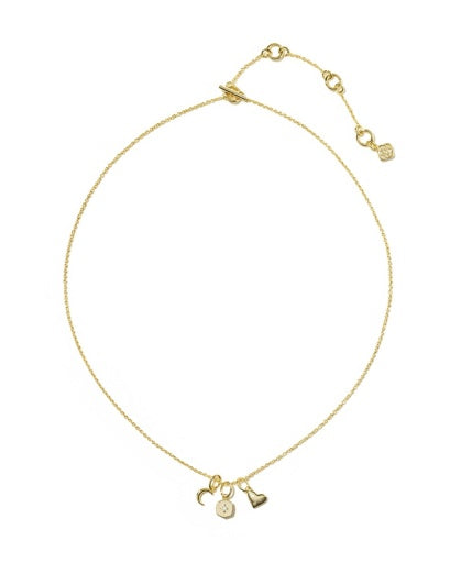 Arlene Charm Necklace Gold White Cz