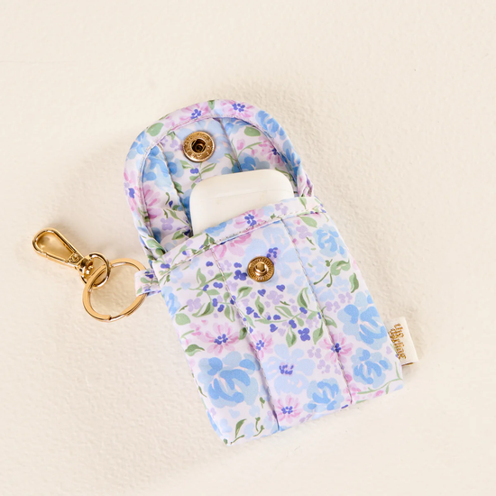 Earbud Case Keychain - Secret Garden Blue - Southern Belle Boutique