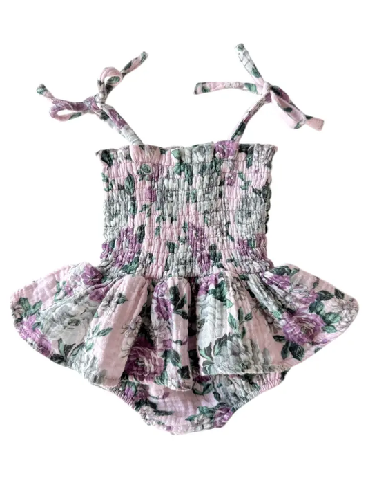 Muslin Smocked Bubble w/ Skirt, Blissful Blossoms - Southern Belle Boutique