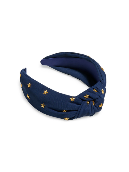 Stars Knotted Headband, Navy - Southern Belle Boutique