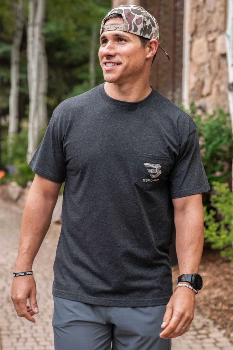 Classic Deer Camo SS Tee - Heather Black