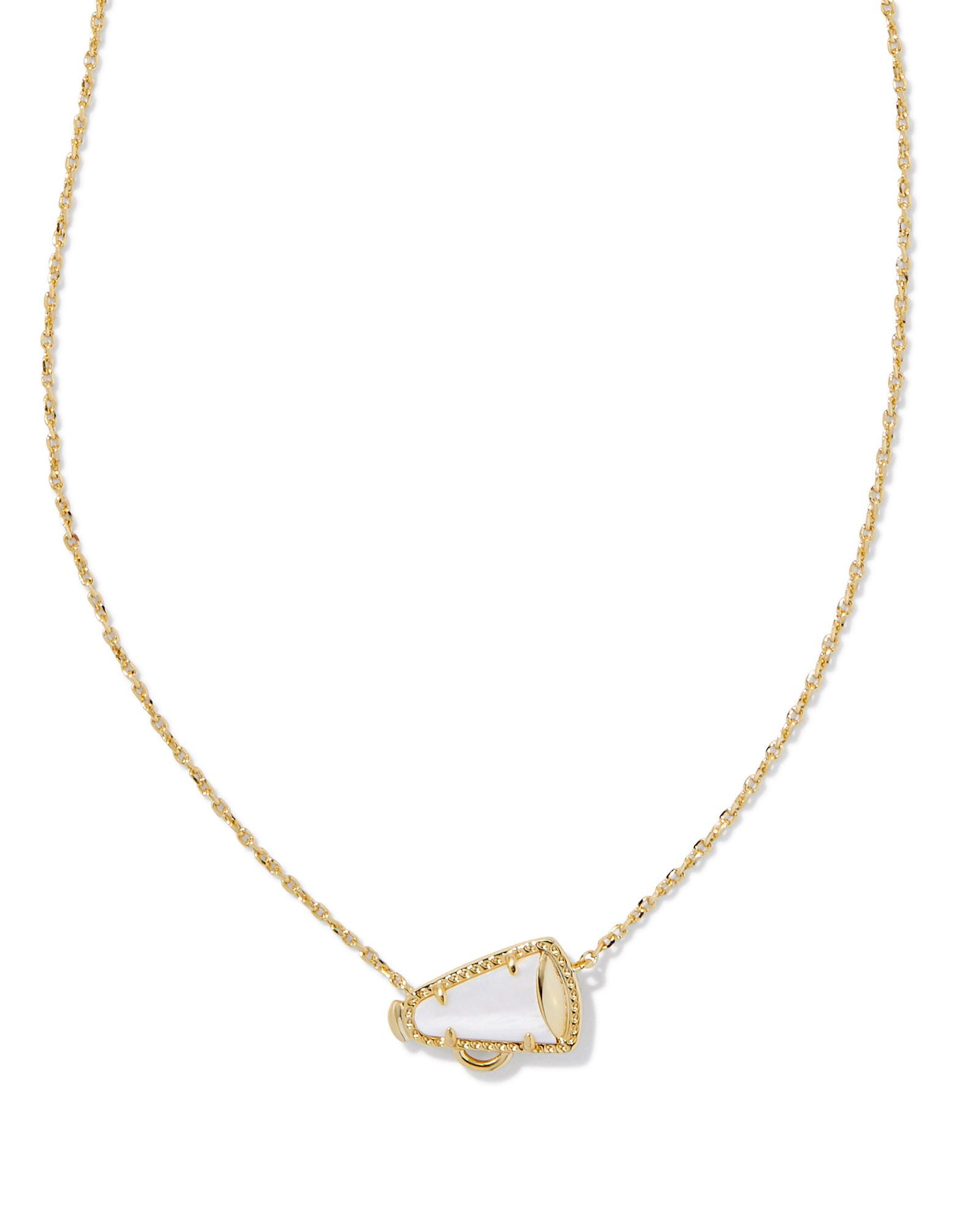 Cheer Short Pendant Necklace Gold White Mother Of Pearl - Southern Belle Boutique