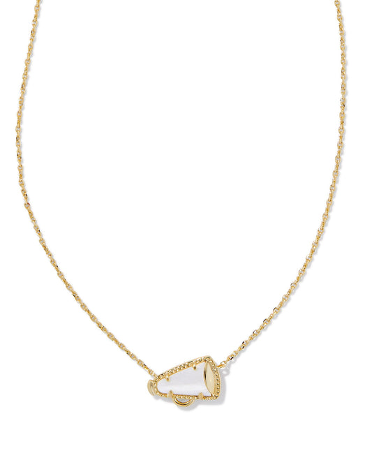 Cheer Short Pendant Necklace Gold White Mother Of Pearl - Southern Belle Boutique