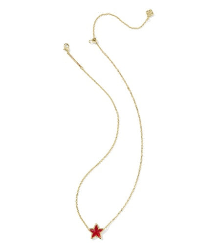Cassidy Short Pendant Necklace - Gold Red Illusion