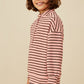 Girls Textured Stripe Knit 1/2 Button Up Top - Southern Belle Boutique