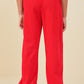 Red Washed Paneled Knit Joggers