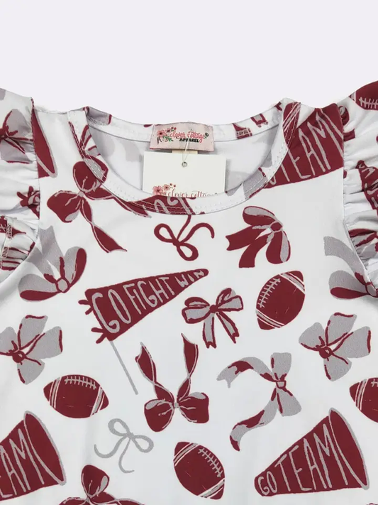 Go Team Burgundy Baby Romper - Football