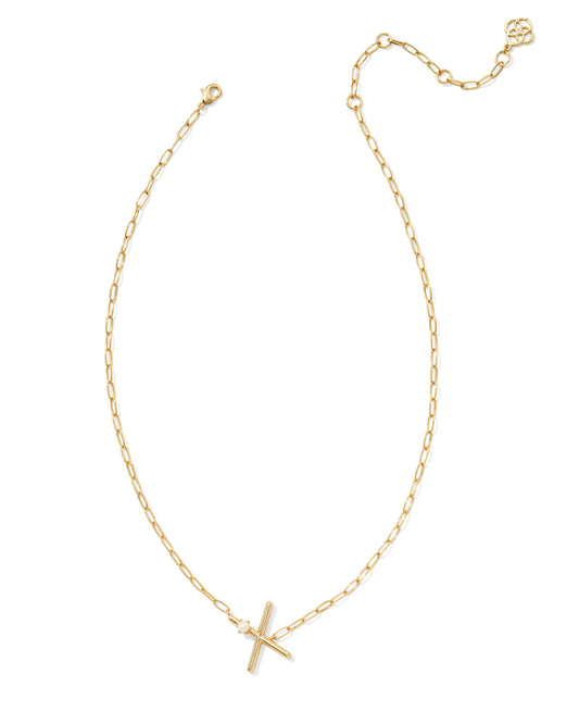 Pearl Initial X Short Pendant Necklace - Gold - Southern Belle Boutique