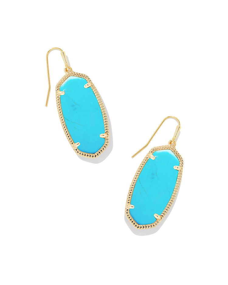 Elle Drop Earrings Gold Turquoise Magnesite - Southern Belle Boutique
