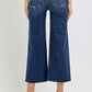 Risen High Rise Crop Wide Button Up Jean - Dark