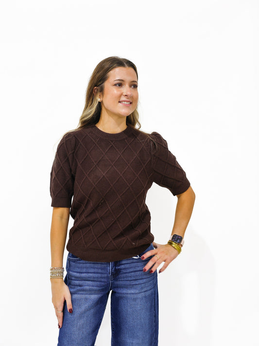 Brown Argyle Cozy Sweater - Southern Belle Boutique
