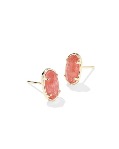 Grayson Stone Stud Earrings Gold Papaya Iridescent Mother Of Pearl - Southern Belle Boutique