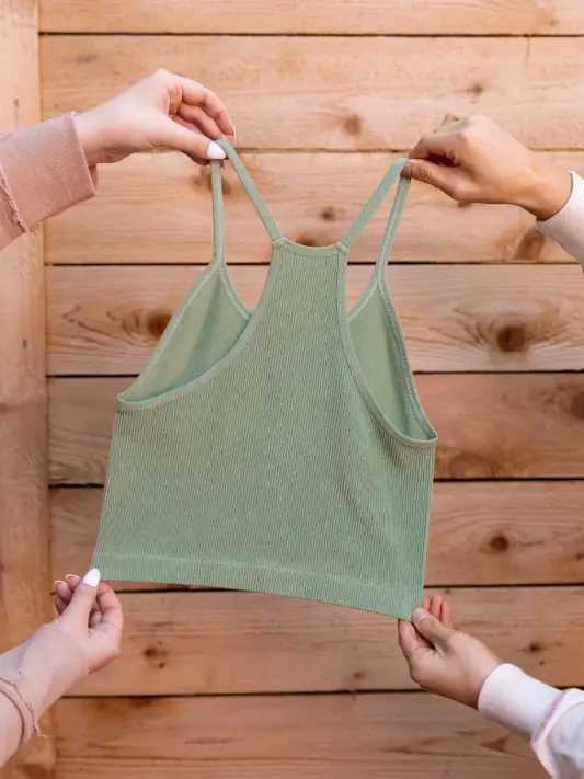 Ribbed Bralette- Matcha - Southern Belle Boutique