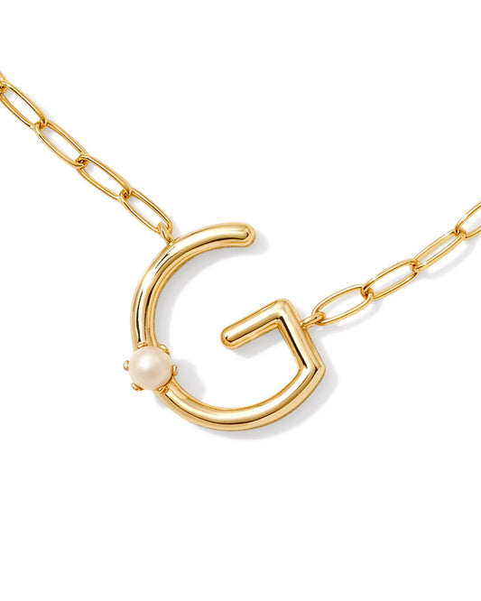 Pearl Letter G Short Pendant Necklace - Gold