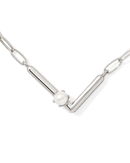 Pearl Initial L Short Pendant Necklace - Silver - Southern Belle Boutique