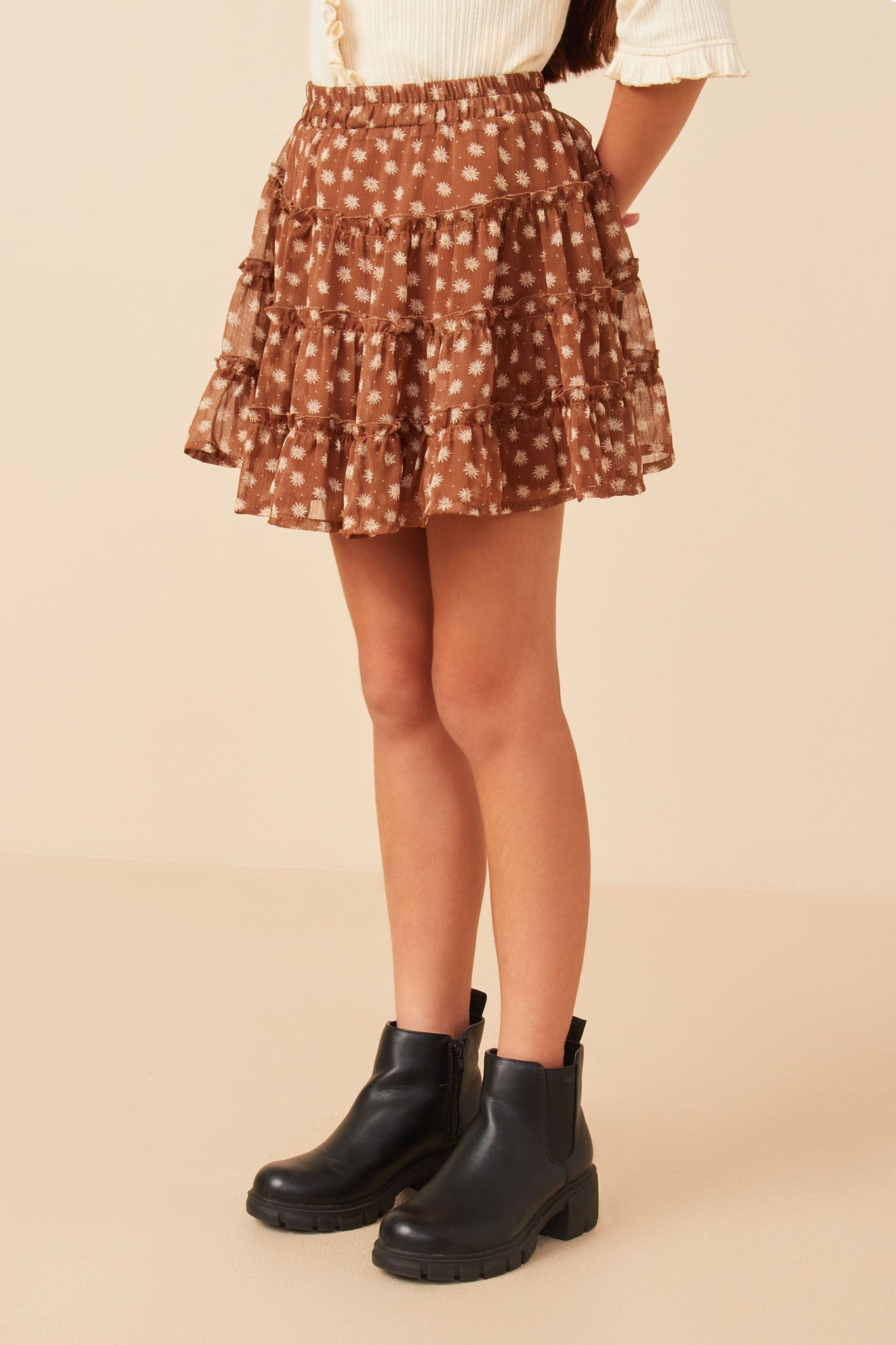 Brown Ditsy Floral Skirt