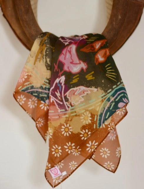 Morning Ranch Chores Silk Western Cowgirl Wild Rag Scarf - Southern Belle Boutique