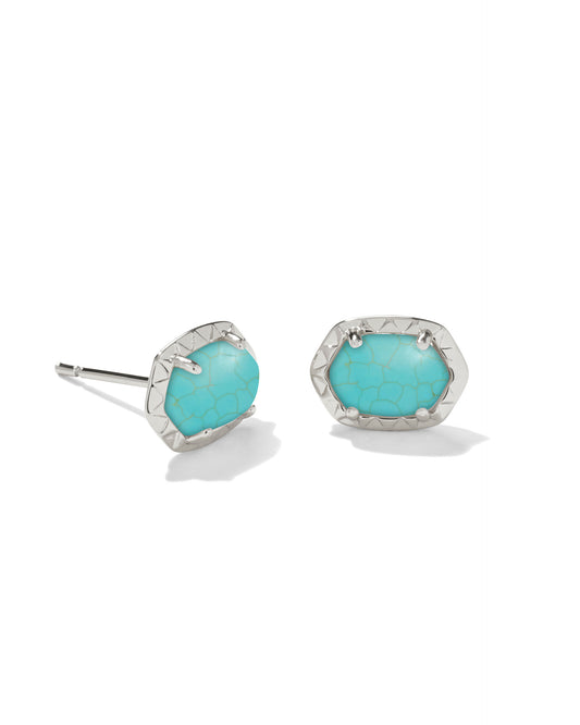 Daphne Stud Earrings Silver Variegated Turquoise Magnesite - Southern Belle Boutique