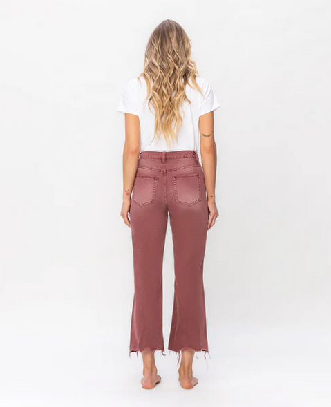 Super High Rise 90's Vintage Crop Flare Jeans - Russet Brown