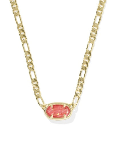 Elisa Figaro Chain Short Pendant Necklace Gold Papaya Iridescent Mother Of Pearl - Southern Belle Boutique