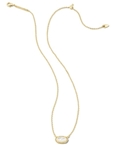 Grayson Stone Pendant Necklace - Gold Ivory Mother Of Pearl - Southern Belle Boutique