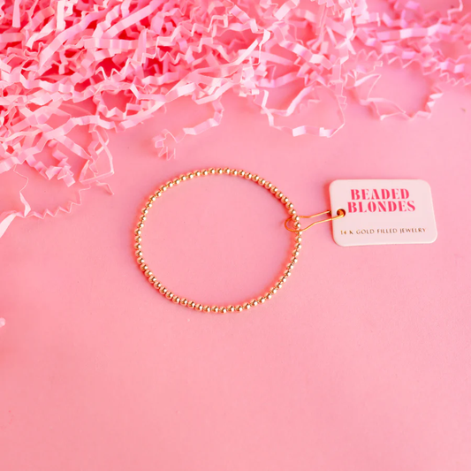 3MM Gold Beaded Bracelet - 6.75" - Southern Belle Boutique