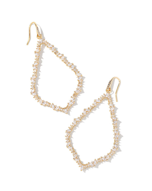 Sophee Crystall Open Frame Earrings - Gold White Crystal