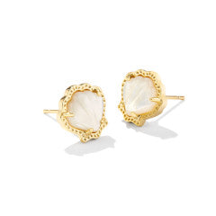 Brynne Shell Stud Earrings - Gold Ivory Mother Of Pearl - Southern Belle Boutique
