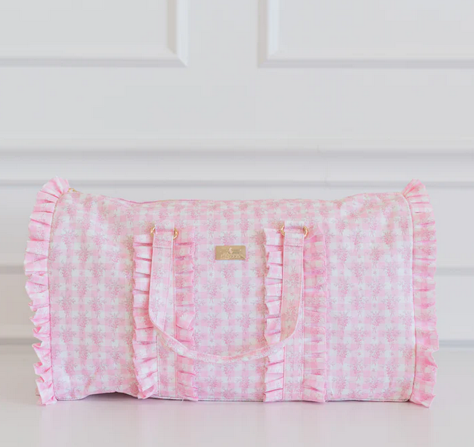 Ruffled Nylon Weekender - Pink Floral