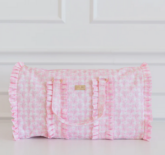 Ruffled Nylon Weekender - Pink Floral