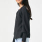 Black Textured Rib Exaggerated Cuff Knit Top