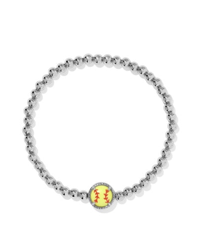 Softball Stretch Bracelet - Silver Chartreuse Magnesite - Southern Belle Boutique