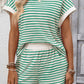 Green Striped Short Set - Southern Belle Boutique
