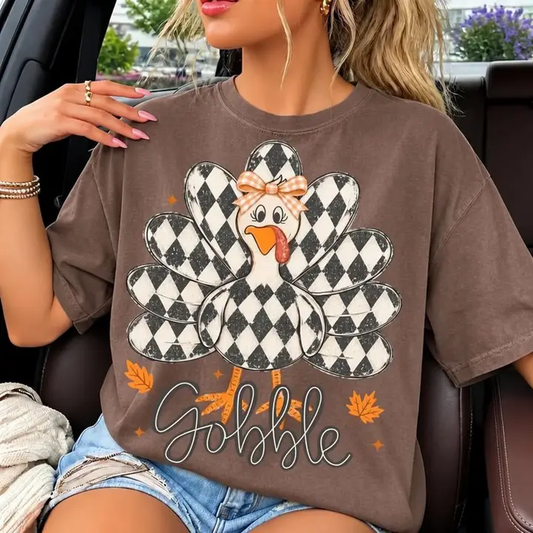Gobble Turkey Espresso Tee - Southern Belle Boutique